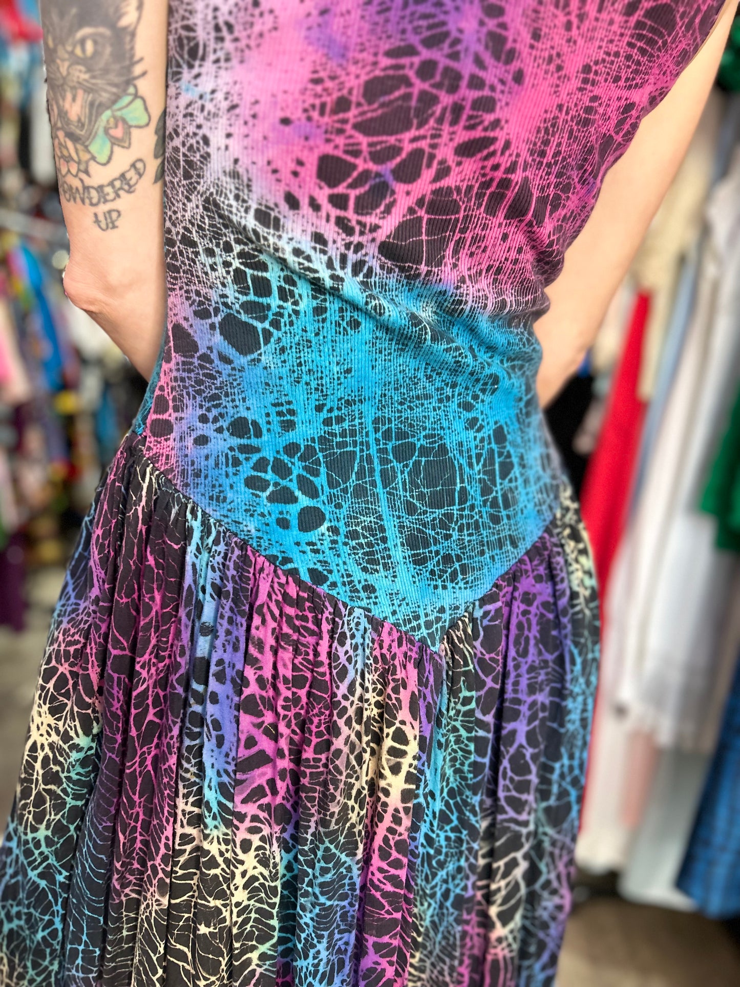 Vintage 80’s Tie Dye ribbed Tank Dress - Spark Pretty