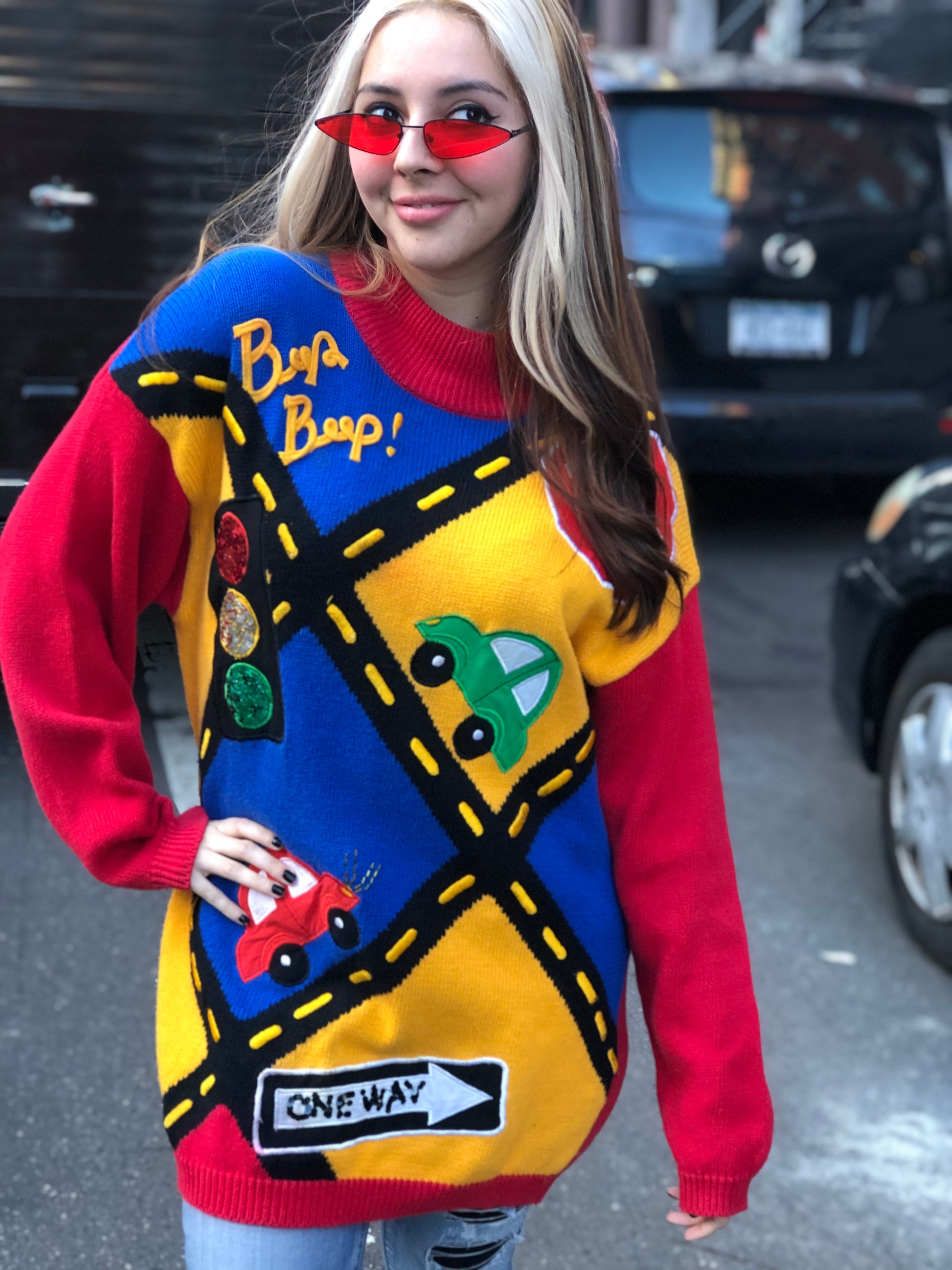 Vintage 90s Stop Traffic Sweater - Spark Pretty