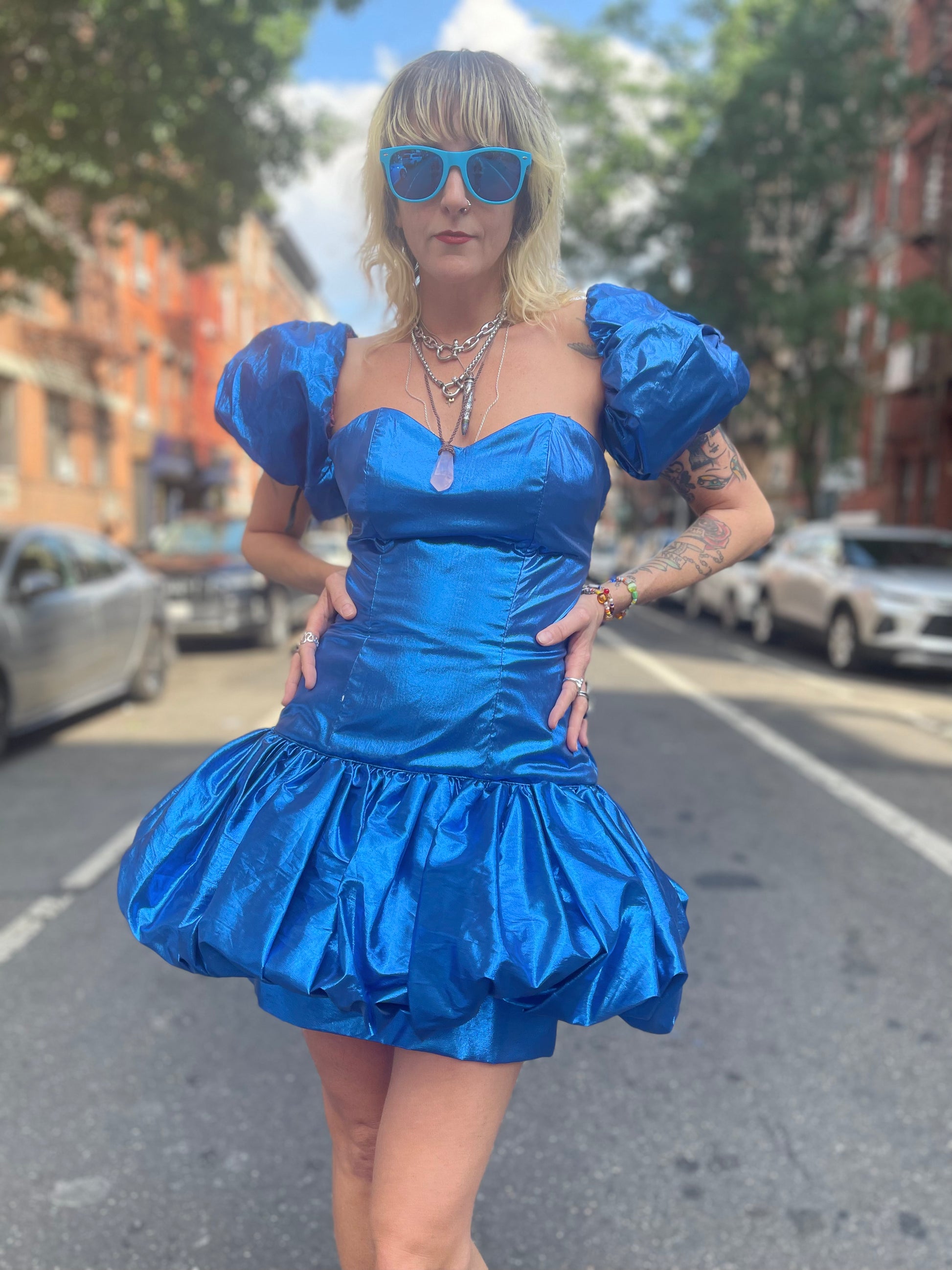 Vintage 80's Marvelous Sapphire Shimmer Party Dress Spark Pretty Vintage 80's Marvelous Sapphire Shimmer Party Dress Spark Pretty