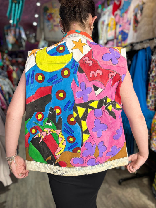 Vintage 80’s/90’s Hand Painted Vest - Spark Pretty