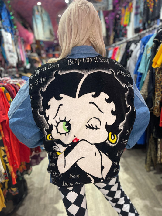 Vintage 90s Patchwork Betty Boop Jean Jacket - Spark Pretty