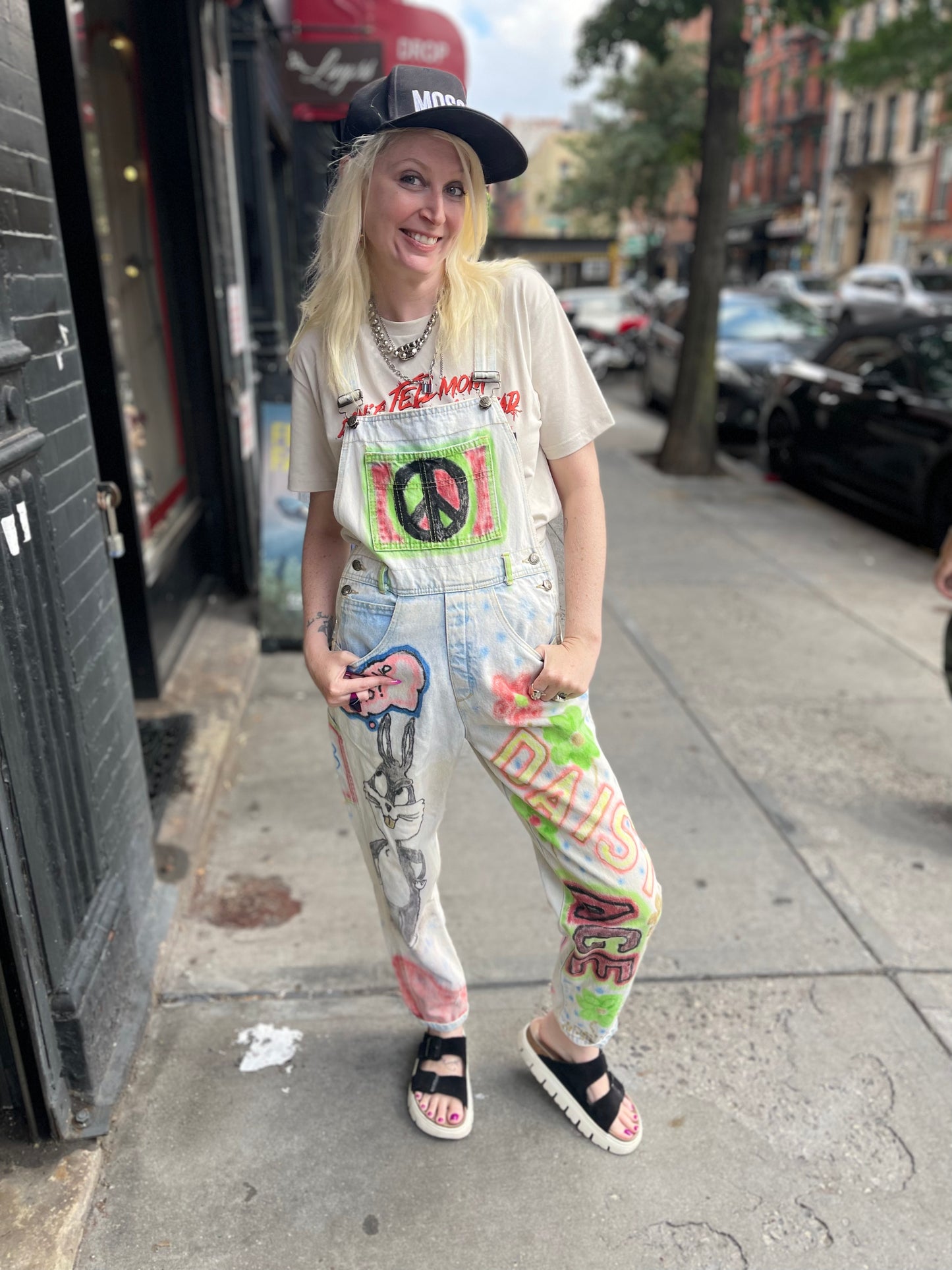 Vintage 90s Hand Illustrated Overalls - Spark Pretty
