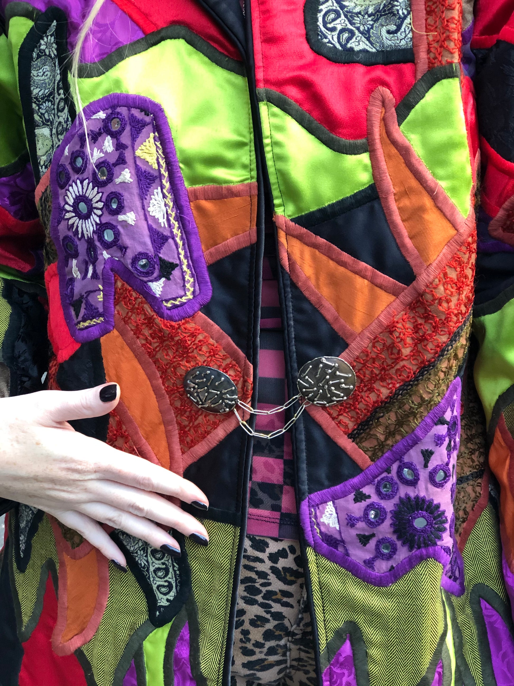 Vintage 90s Abstract Geometric Beaded Kimono Jacket - Spark Pretty