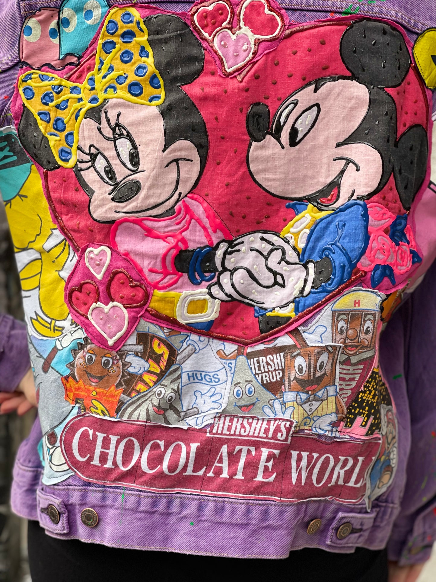 Reworked Patchwork Mickey & Minnie Purple Jean Jacket - Spark Pretty