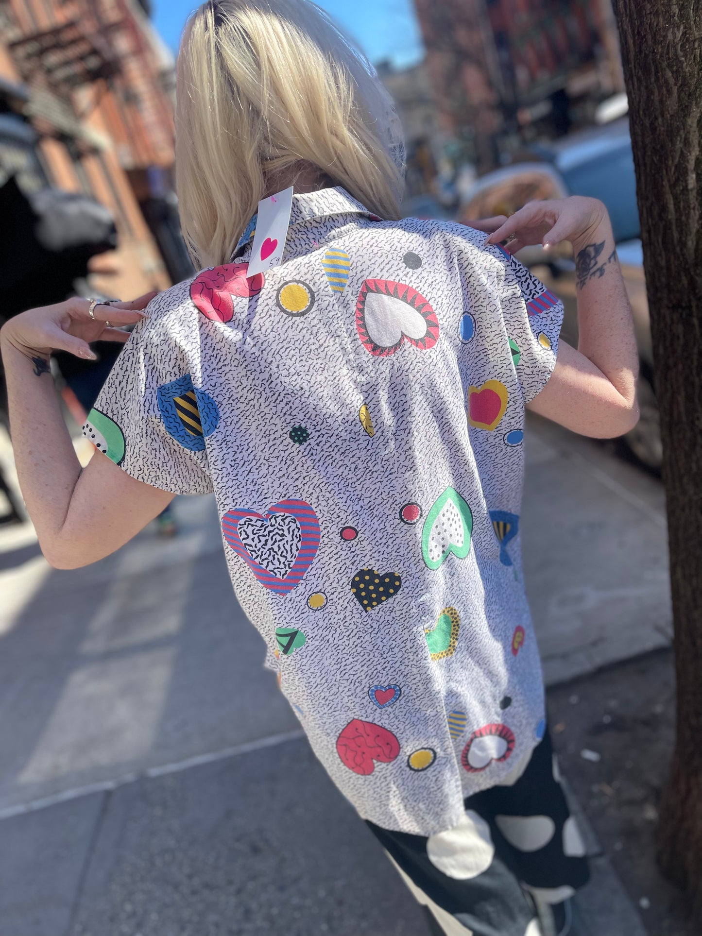 Vintage 80s Hearts and Shapes Button Down - Spark Pretty