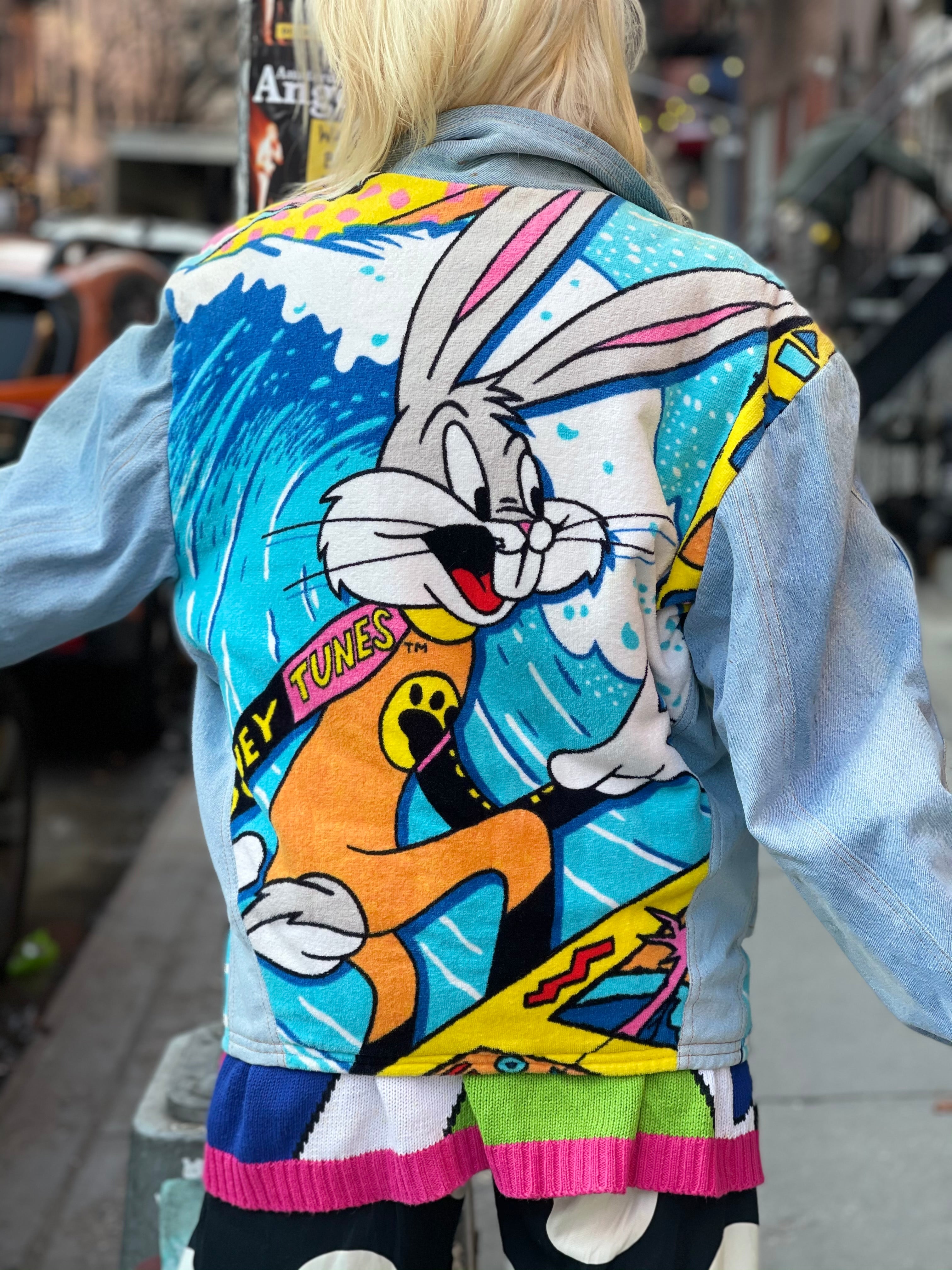 Looney purchases tunes logo jean jacket