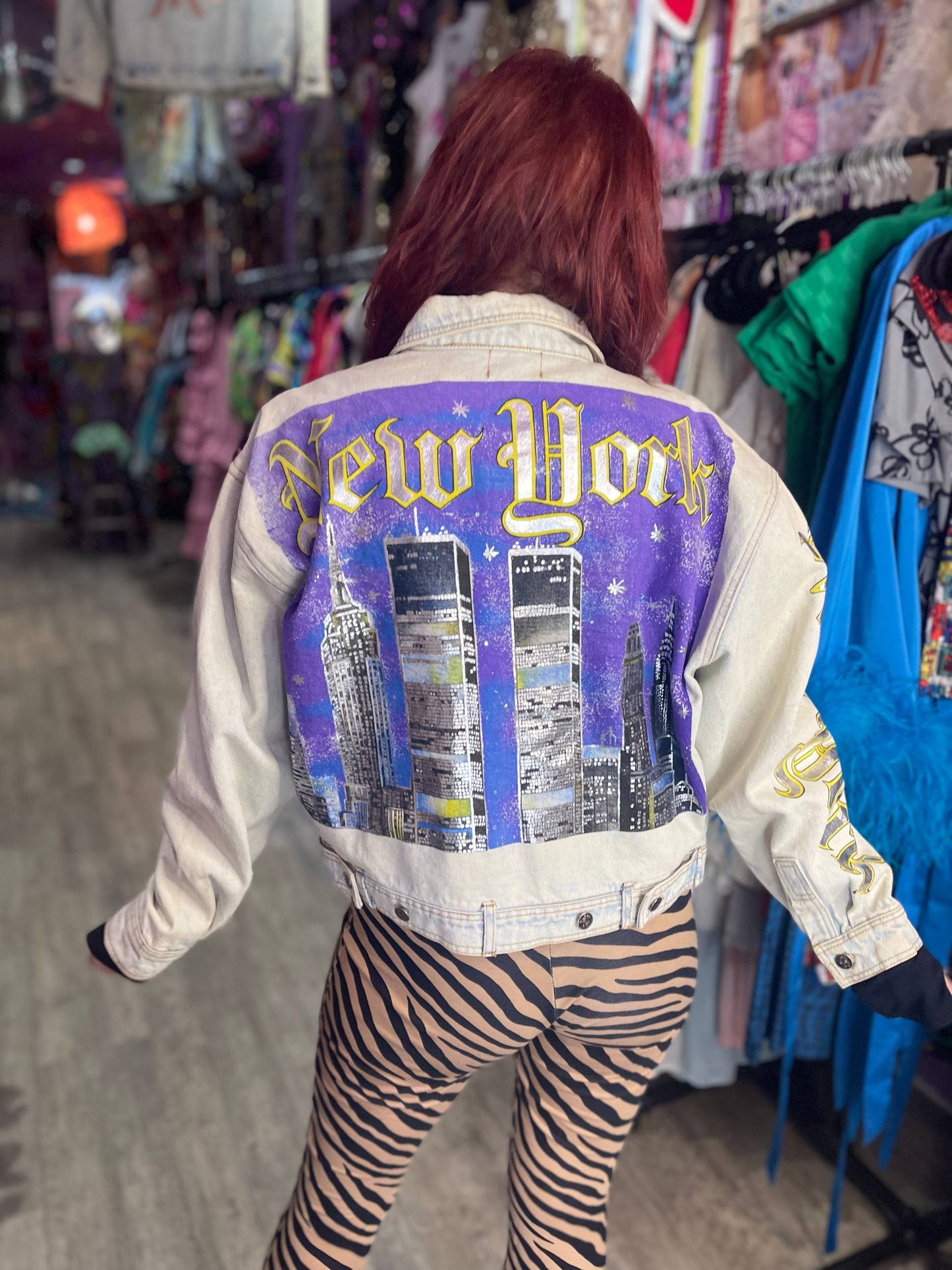 Vintage 80s Metallic Lettering New York Jacket - Spark Pretty