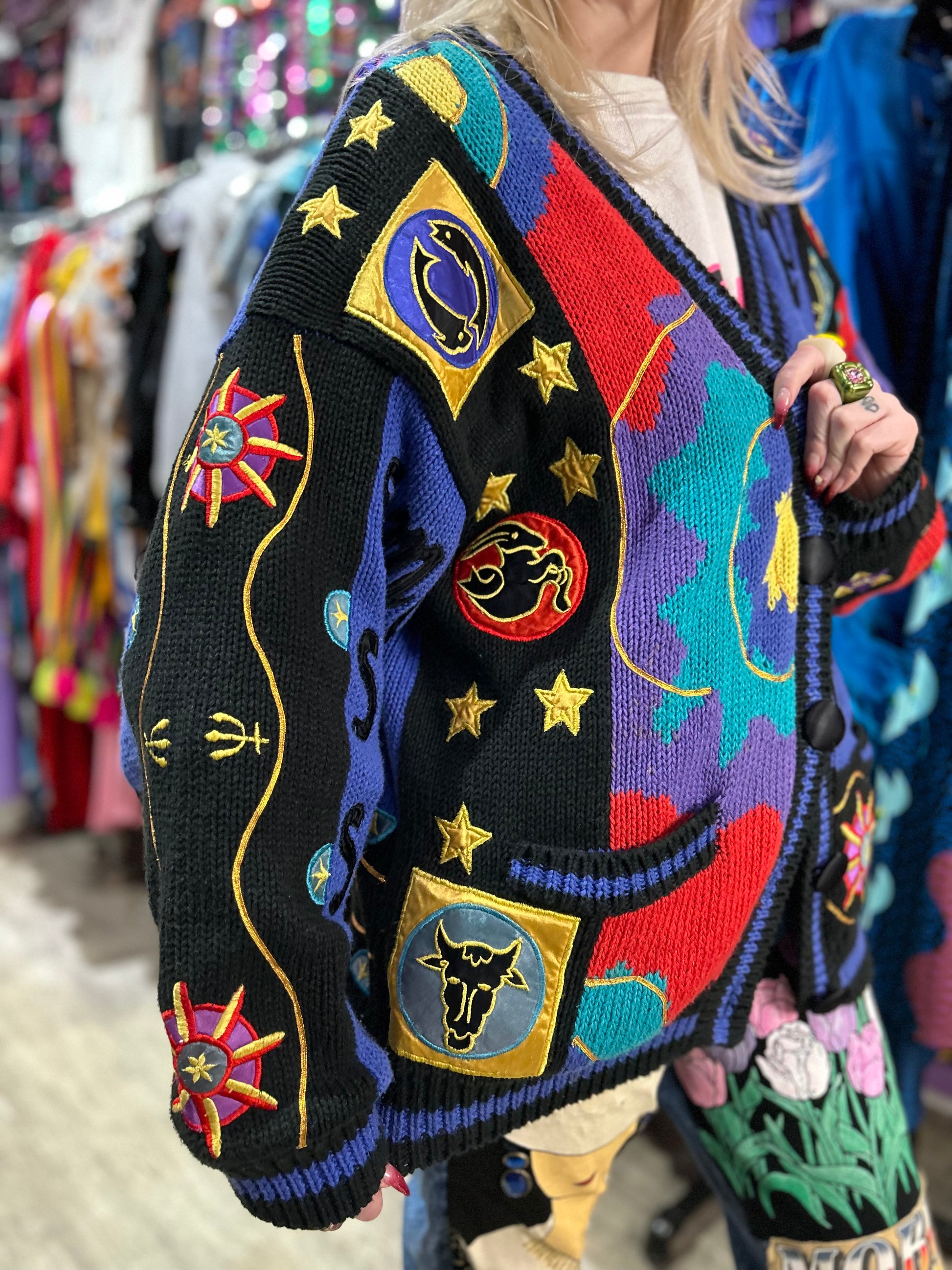 Vintage 80s Astrology Cardigan - Spark Pretty