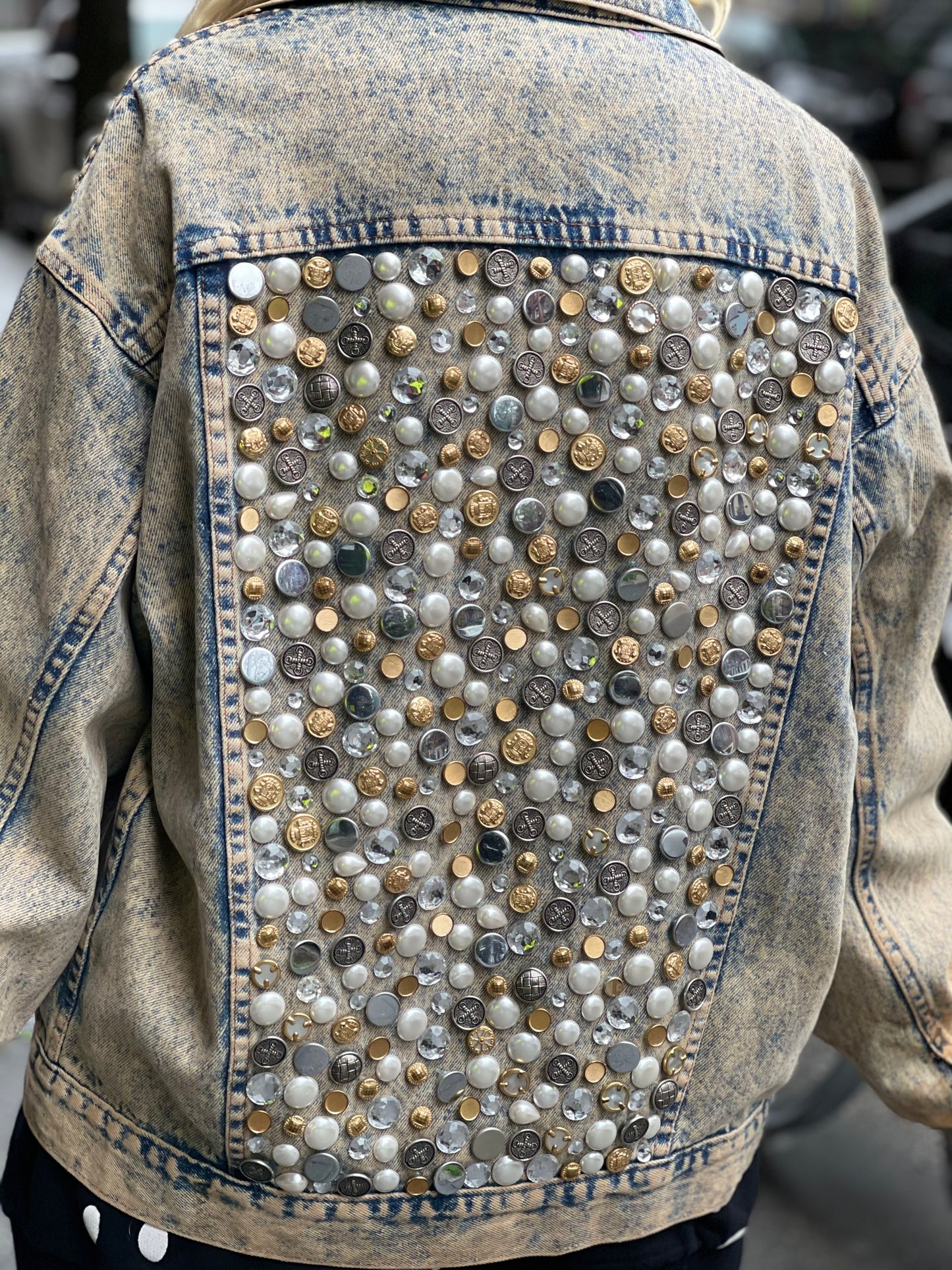 Vintage 80s Beaded and Studded Bedazzled Jean Jacket - Spark Pretty