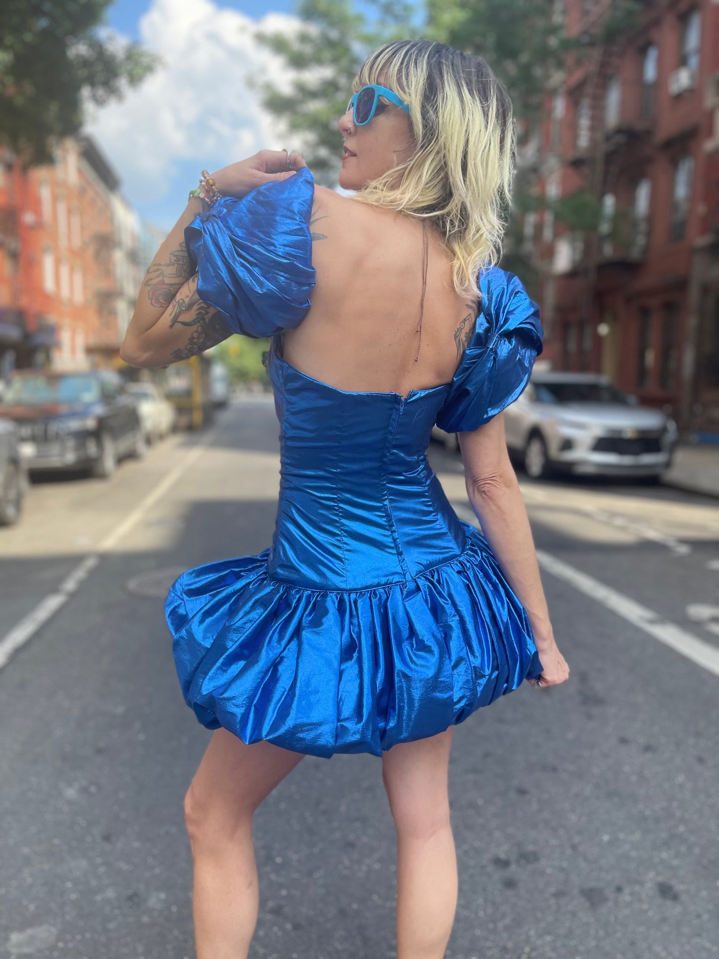 Vintage 80’s Marvelous Sapphire Shimmer Party Dress - Spark Pretty